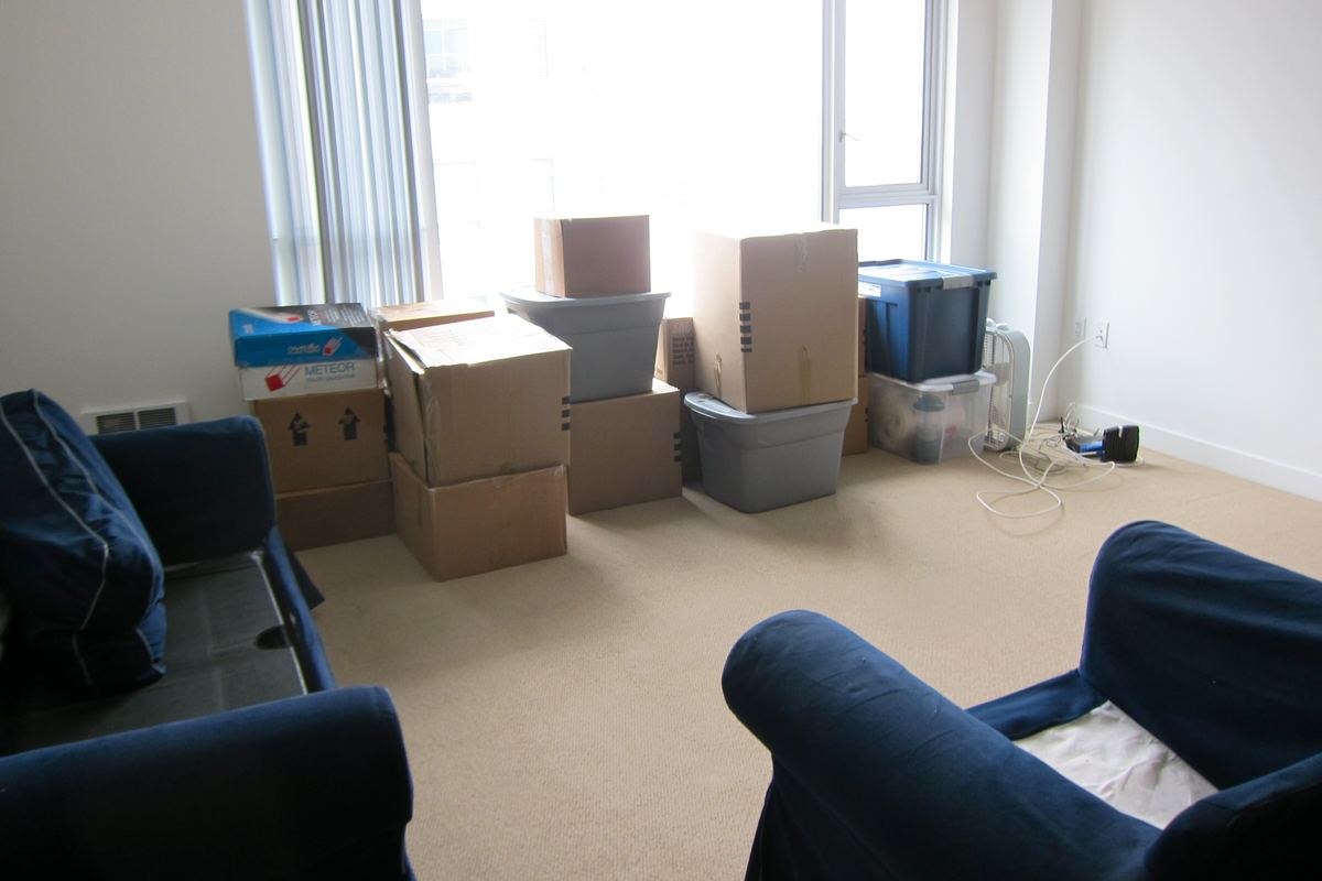 Room being cleared during a move-out cleanout